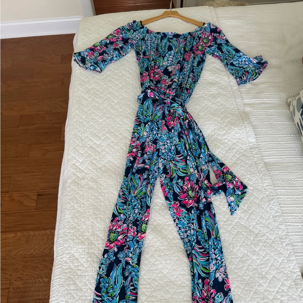 LILLY PULITZER Calla Jumpsuit  High Tide Navy PINEAPPLE PARADISE